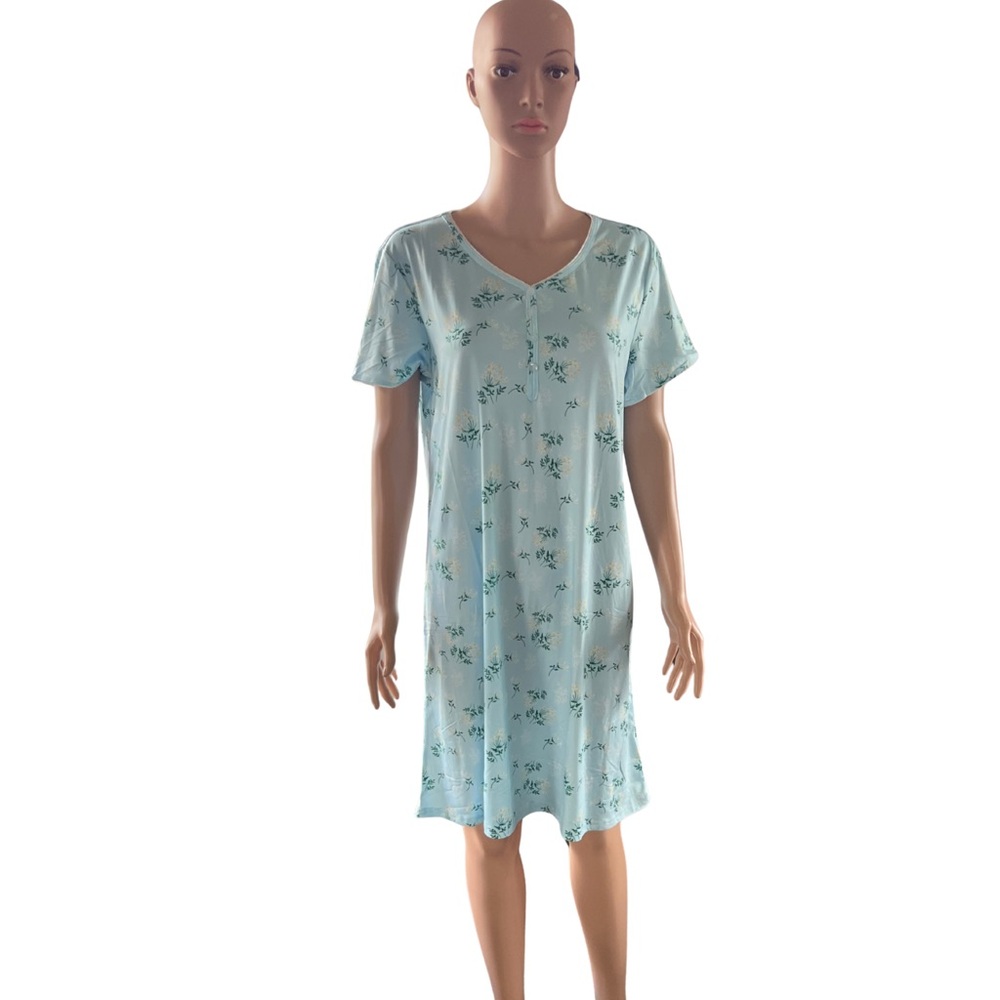 Ekouaer Light Blue Floral Nightgown